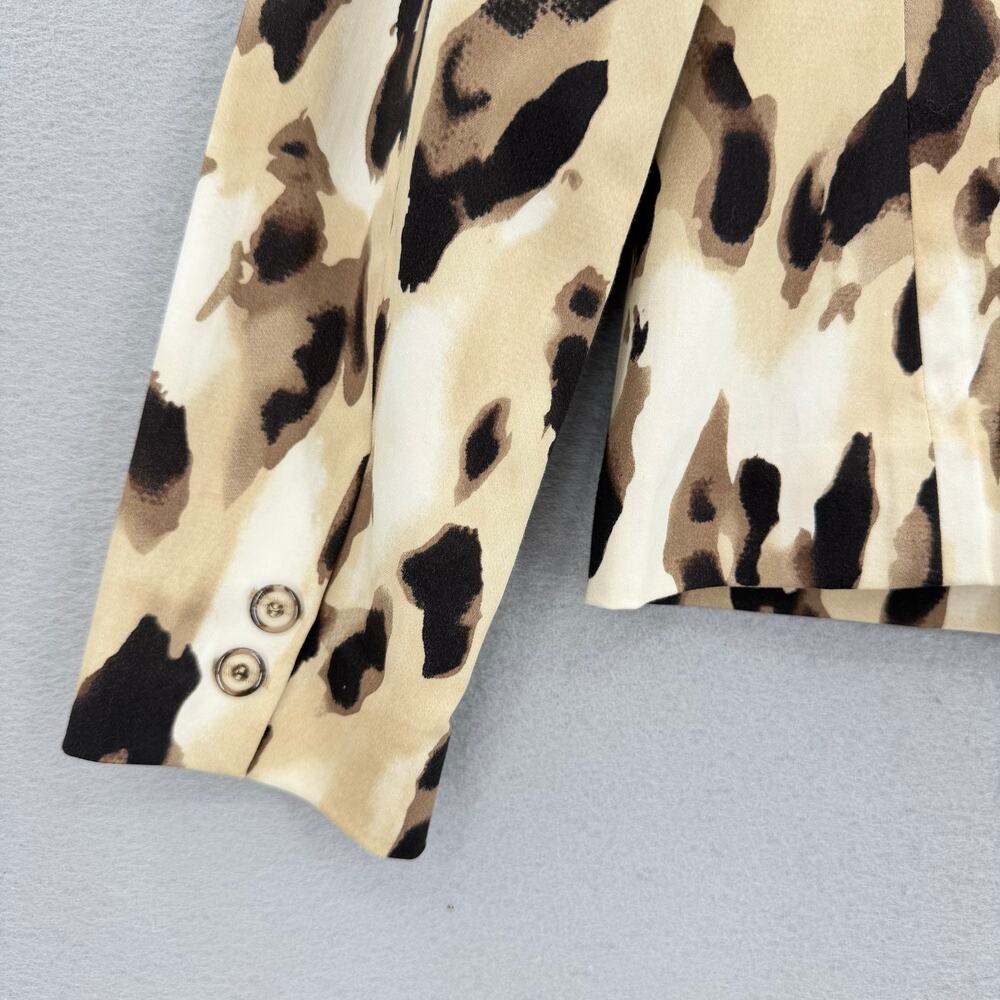 Chico’s NEW Sz 0 Tan Animal Print Workwear Office Corpcore Chic Blazer Jacket - Picture 8 of 11
